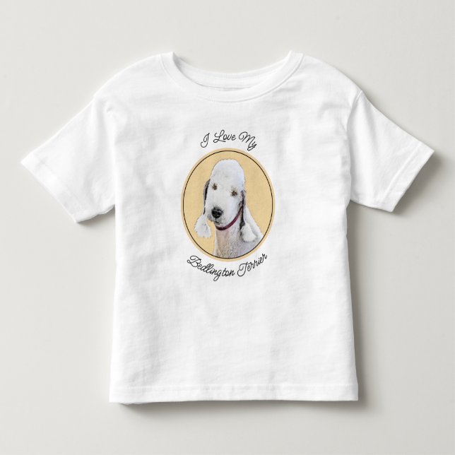 Bedlington Terrier-målning - Original Hund Art T Shirt (Framsida)