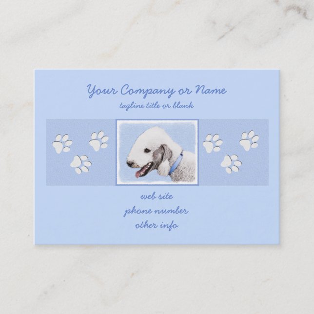 Bedlington Terrier-målning - Original Hund Art Visitkort (Framsida)