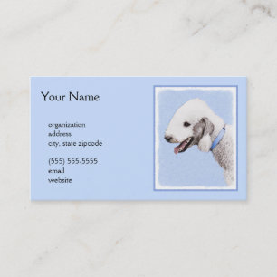 Bedlington Terrier-målning - Original Hund Art Visitkort