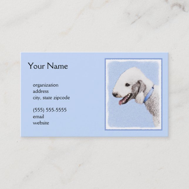 Bedlington Terrier-målning - Original Hund Art Visitkort (Framsida)