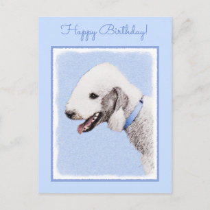 Bedlington Terrier-målning - Original Hund Art Vykort