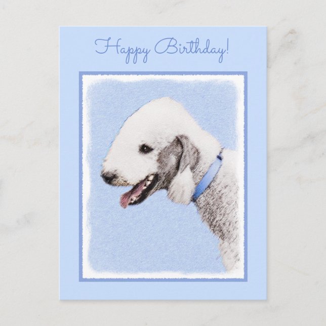Bedlington Terrier-målning - Original Hund Art Vykort (Framsida)