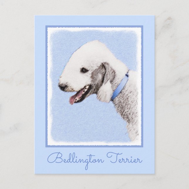Bedlington Terrier-målning - Original Hund Art Vykort (Framsida)