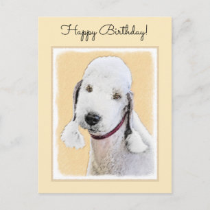 Bedlington Terrier-målning - Original Hund Art Vykort