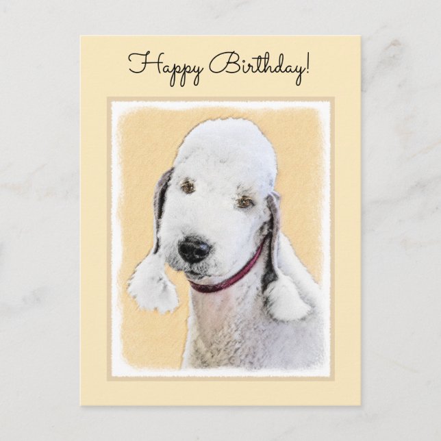 Bedlington Terrier-målning - Original Hund Art Vykort (Framsida)