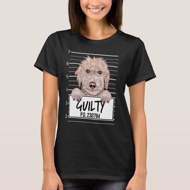 Bedlington Terrier Mugshot Guilty Hund T Shirt (Framsida)