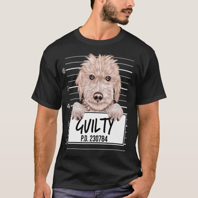 Bedlington Terrier Mugshot Guilty Hund T Shirt (Framsida)