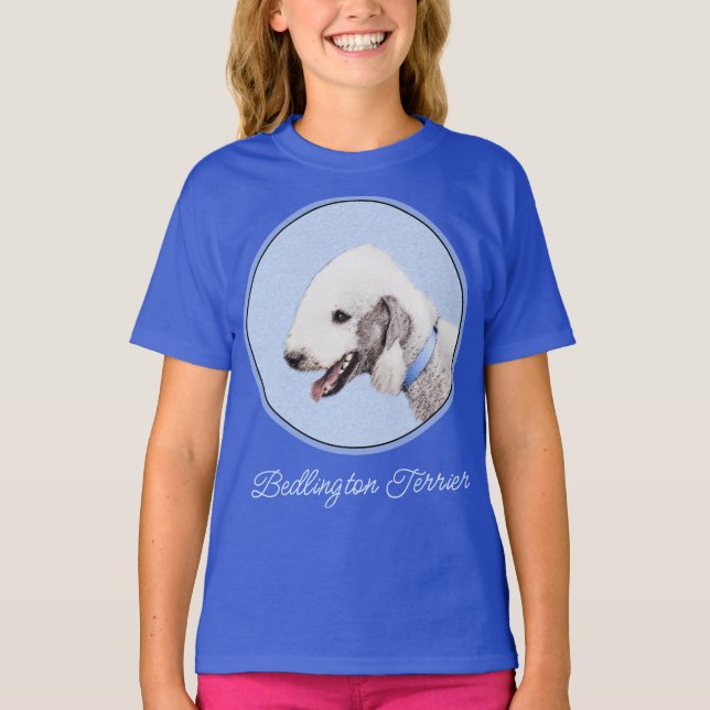 Bedlington Terrier Painting - Original Hund Art T- T Shirt (Framsida)