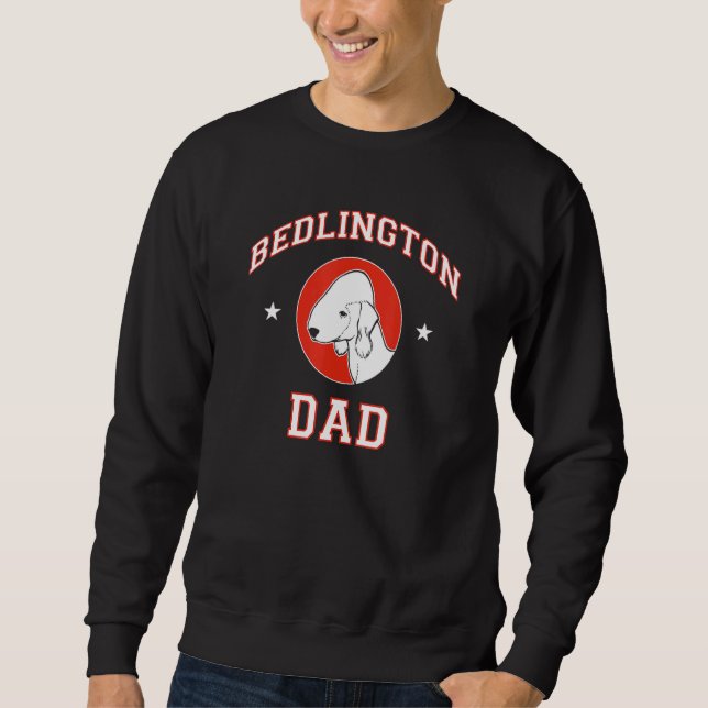 Bedlington Terrier Pappa Lång Ärmad Tröja (Framsida)