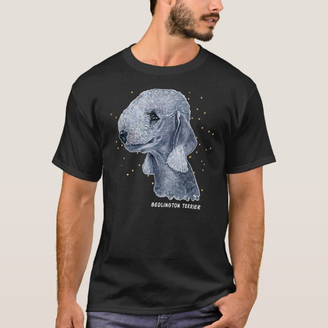 Bedlington Terrier Porträtt 4 Pet Bedlington Hund  T Shirt (Framsida)