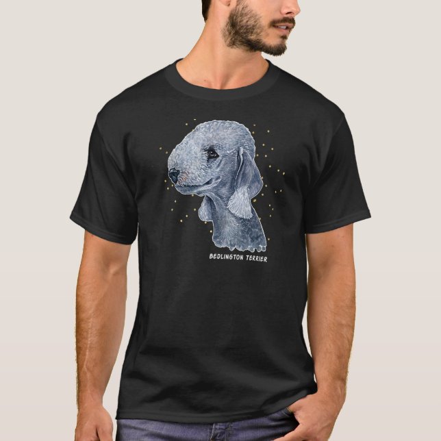 Bedlington Terrier Porträtt 4 Pet Bedlington Hund  T Shirt (Framsida)