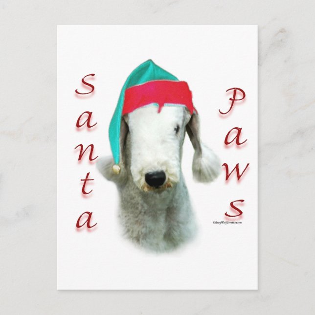 Bedlington Terrier Santa Tassar Helg Vykort (Framsida)