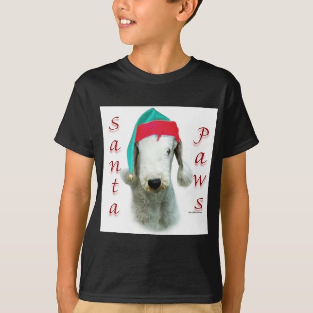 Bedlington Terrier Santa Tassar T Shirt (Framsida)