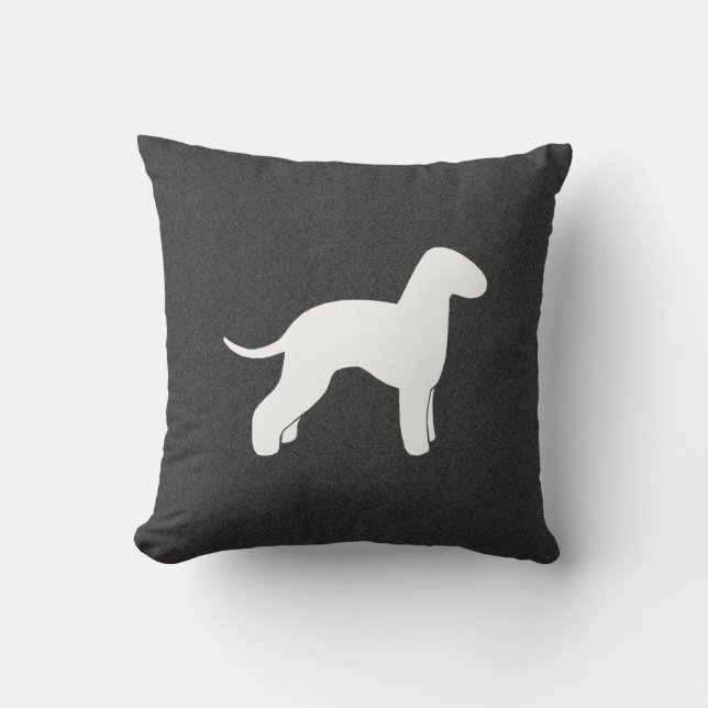 Bedlington Terrier Silhouette Kudde (Framsida)