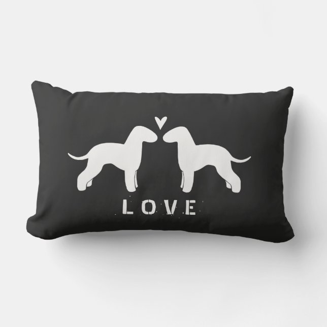 Bedlington Terrier Silhouettes Kärlek Lumbarkudde (Framsida)