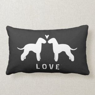 Bedlington Terrier Silhouettes Kärlek Lumbarkudde