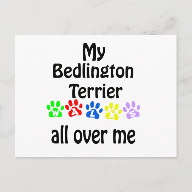 Bedlington Terrier Walks Design Vykort (Framsida)