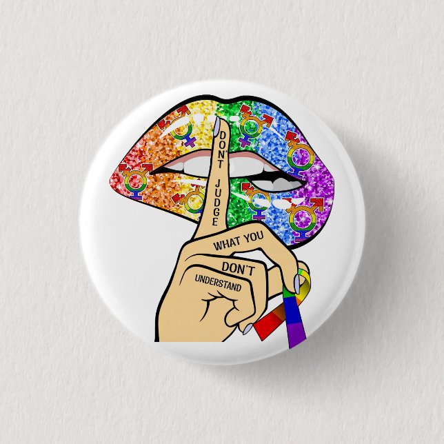 Bedöm inte vad du inte förstår Pridet LGBTQIA Knapp (Framsida)