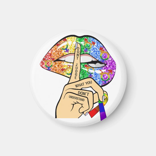Bedöm inte vad du inte förstår Pridet LGBTQIA Magnet (Framsidan)