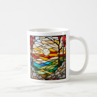 Bedöm solnedgång i glaset liggande liggande kaffemugg