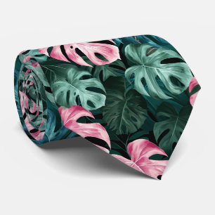 Bedöm Tie med tropiskt Löv inom Grönt och Rosa Slips