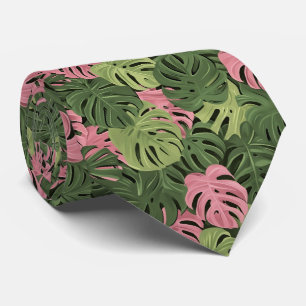 Bedöm Tie med tropiskt Löv inom Grönt och Rosa Slips