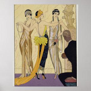 Bedömningen av Paris, 1920-30 (pochoirtrycket) Poster