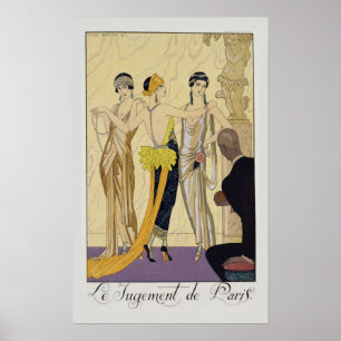Bedömningen av Paris, 1920-30 (pochoirtrycket) Poster