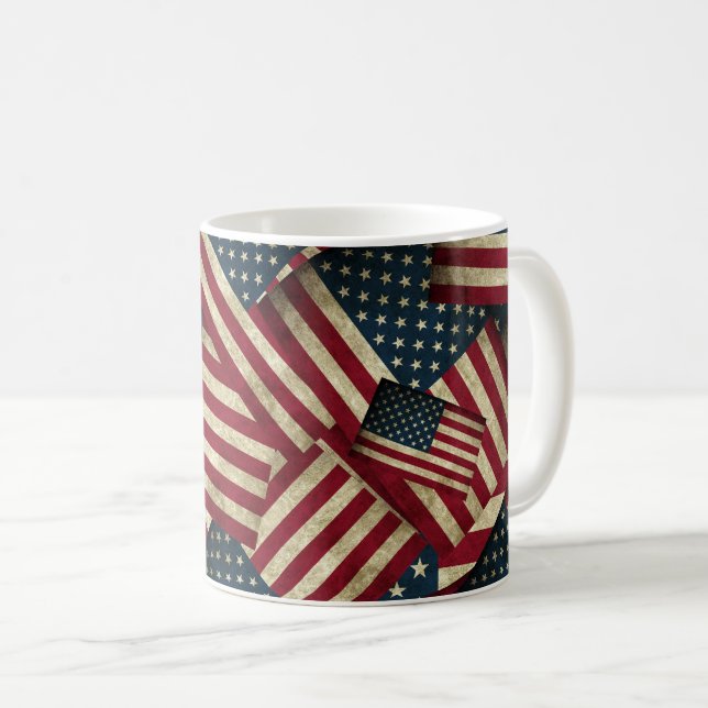 Bedomövad amerikansk flaggkonst kaffemugg (Framsida höger)