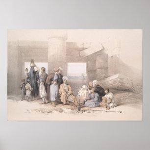 Bedouin Family vid templet Amun, Thebes, Egypten Poster