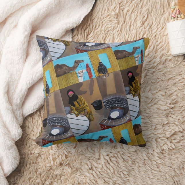 Bedouin Kvinnor Målning av Alfred Fox Kudde (Filt)