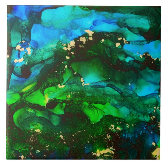 Bedöva alkoholbläckmålning kakelplatta (Framsidan)