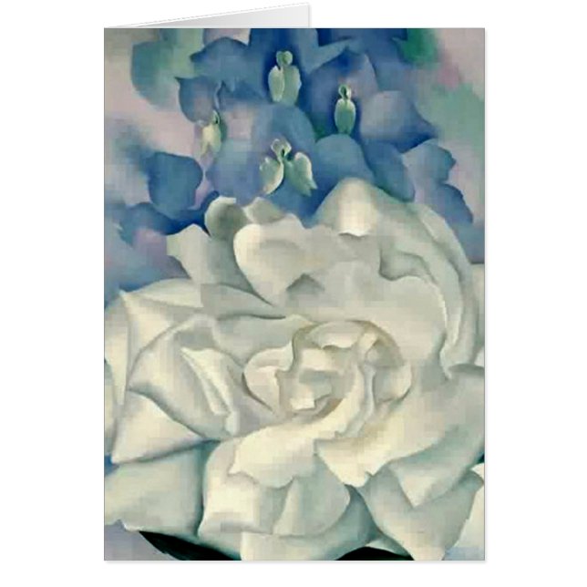 Bedöva den Georgia O'Keefe vit ros och Larkspur Hälsningskort (Framsidan)