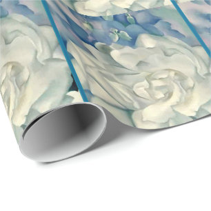 Bedöva den Georgia O'Keeffe vit ros och Larkspur Presentpapper