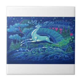 Bedöva för blåttjul för vintage den ryska renen kakelplatta