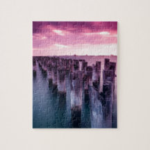 Bedöva Princes Pir Port Melbourne på skymningen