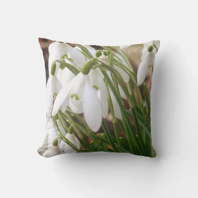 Bedöva våren Snowdrops dämpa Kudde (Framsida)