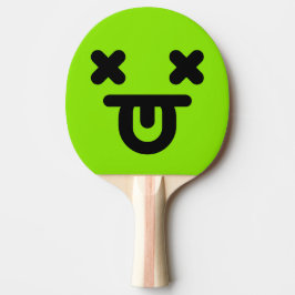 Bedövad Tunga Ut Ansikte Grön Pingisracket