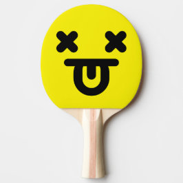 Bedövad Tunga Ut Ansikte Gult Pingisracket