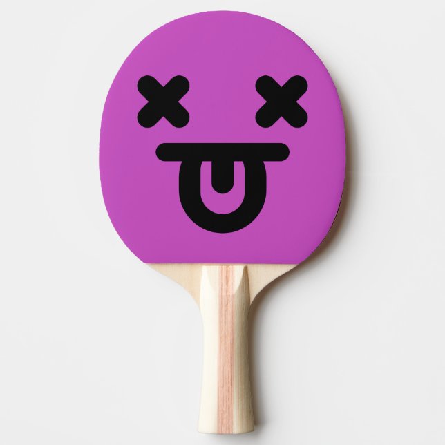 Bedövad Tunga Ut Ansikte Lila  Pingisracket (Framsidan)