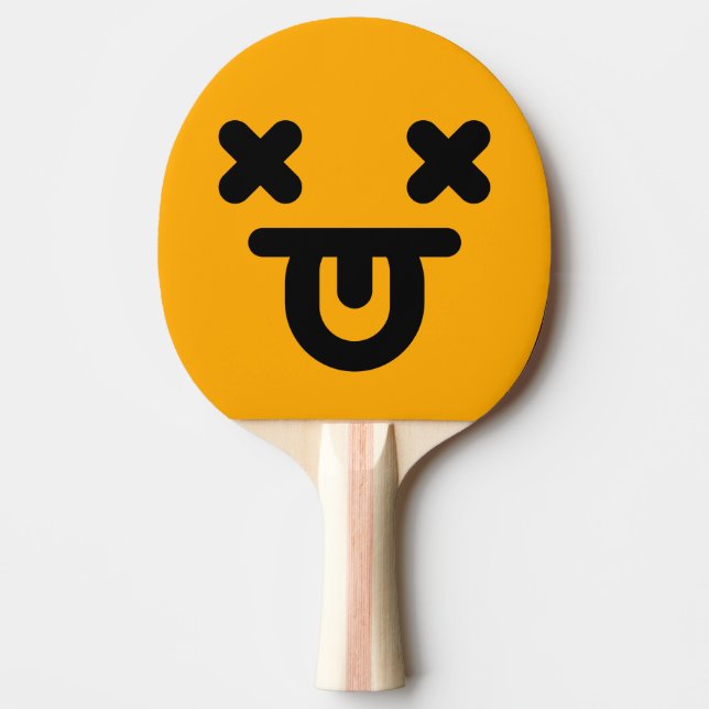 Bedövad Tunga Ut Ansikte Orange Pingisracket (Framsidan)