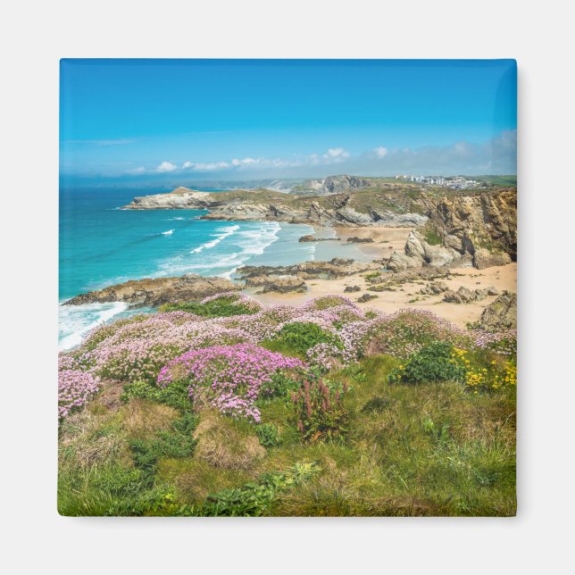 Bedövande kustlandskap med Newquay-stranden Magnet (Framsidan)