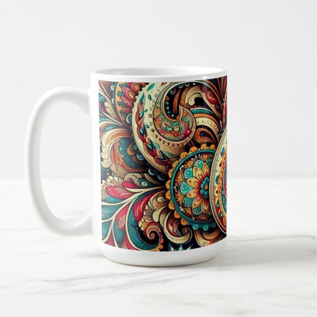 bedövande paisley mönster kaffemugg (Vänster)