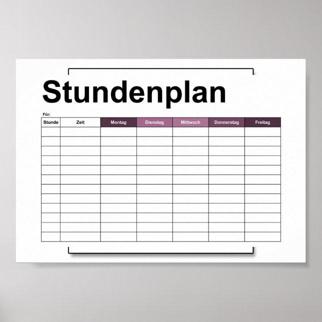 bedövningsplan, tidsplan, schema, poster, deutsch  poster (Framsidan)