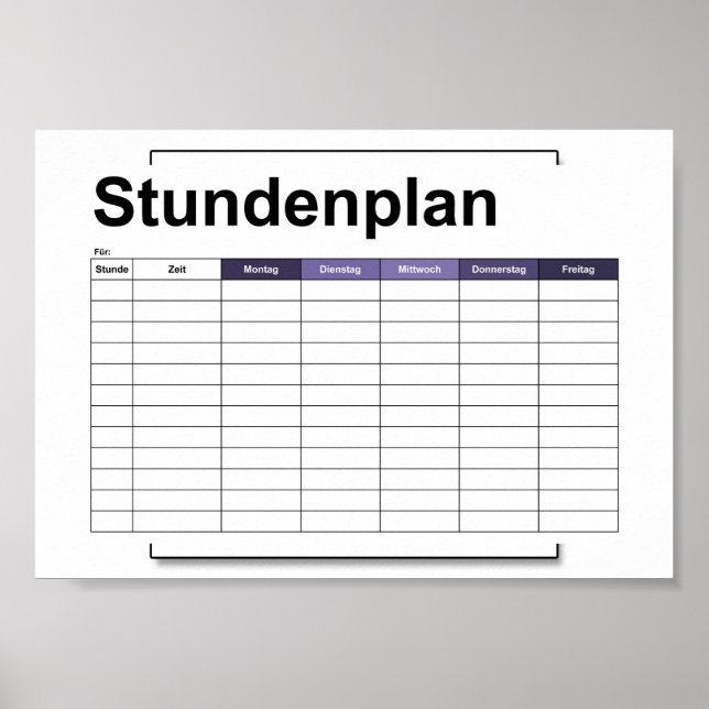 bedövningsplan, tidsplan, schema, poster, deutsch  poster (Framsidan)