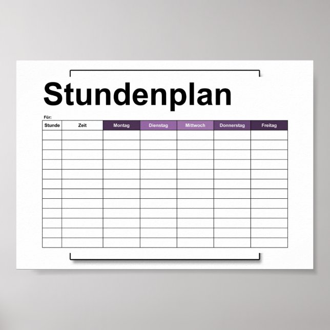 bedövningsplan, tidsplan, schema, poster, deutsch  poster (Framsidan)