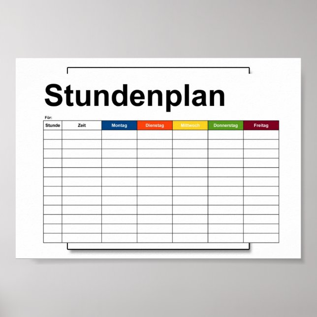 bedövningsplan, tidsplan, schema, poster, deutsch  poster (Framsidan)
