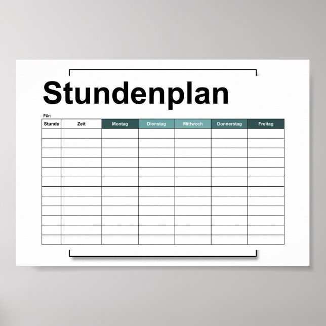 bedövningsplan, tidsplan, schema, poster, deutsch  poster (Framsidan)