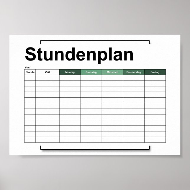 bedövningsplan, tidsplan, schema, poster, deutsch  poster (Framsidan)