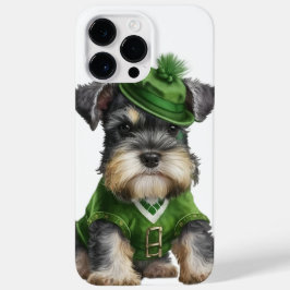 BEDRIVENDE AKVARELL SCHNAUZER HUND KLÄDD I GRÖN